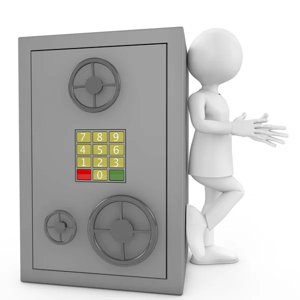 3D man with a safe — Stock Photo, Image