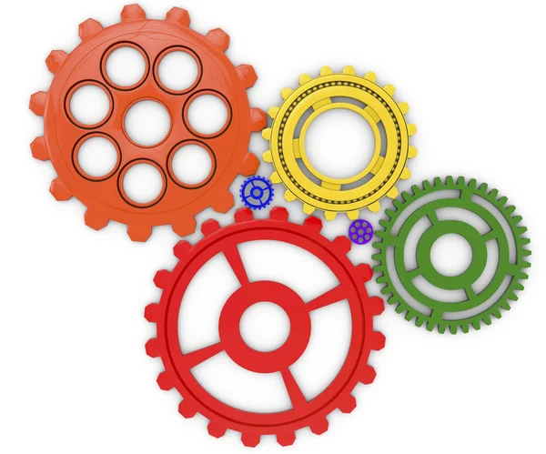 Color gears on white background. 3d rendered — Stock Photo, Image