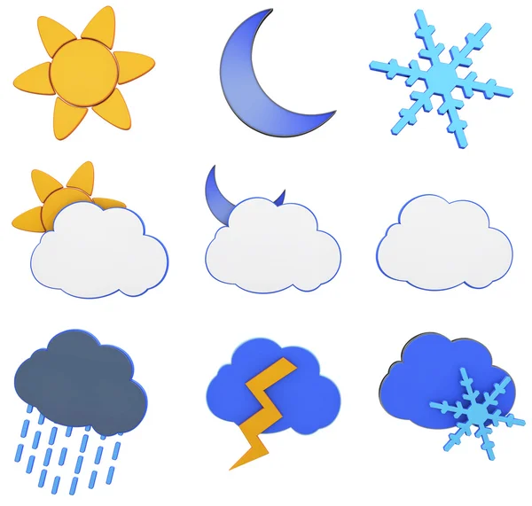 Iconos meteorológicos 3d — Foto de Stock
