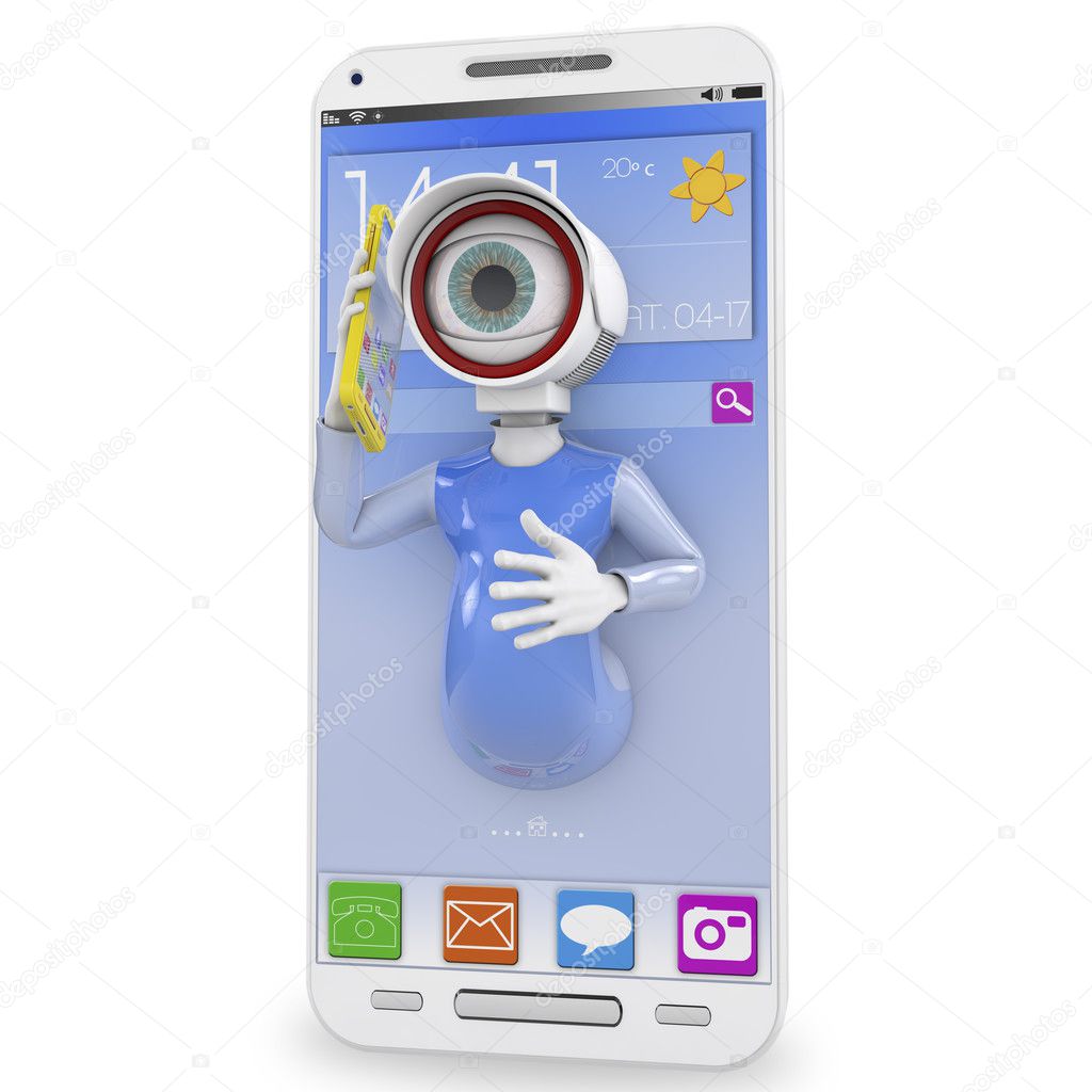 3D camera man - Mobile video call. Rendered at high resolution o