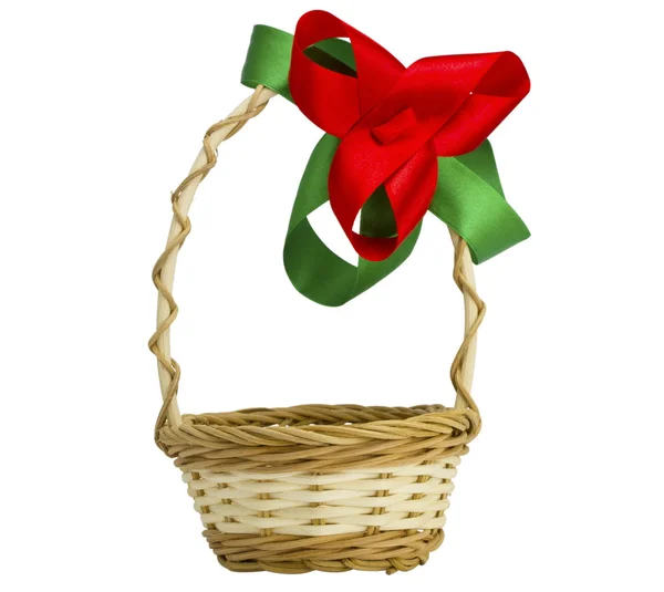 Empty basket with a bow — Stock Photo, Image