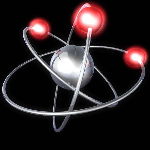 Estrutura de átomo sobre um fundo preto — Fotografia de Stock