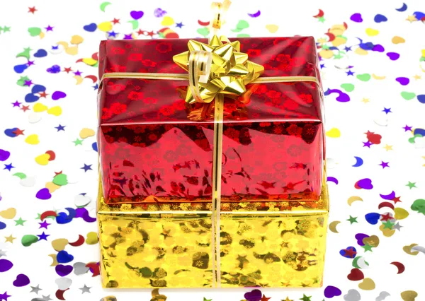 Red and golden gift box — Stock Photo, Image