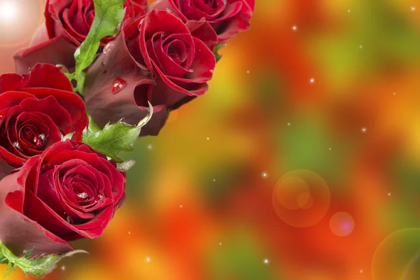 Carte de vœux avec un bouquet de roses — Photo