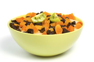 kurutulmuş meyve bir kase yulaf ezmesi