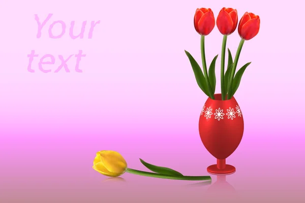 Kartkę z życzeniami z tulipany w wazonie — Wektor stockowy