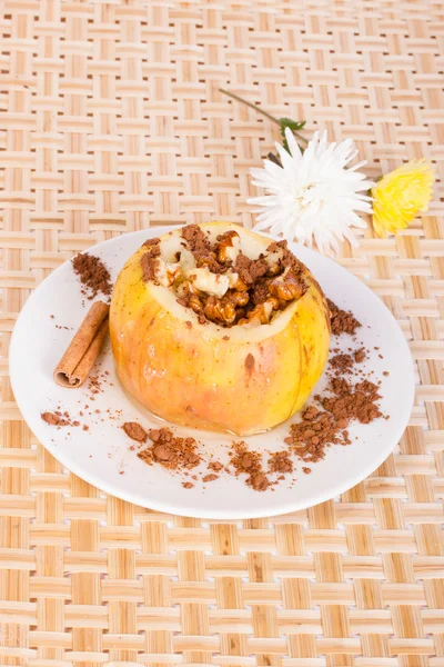 Baked apple with nuts — Stock Photo, Image