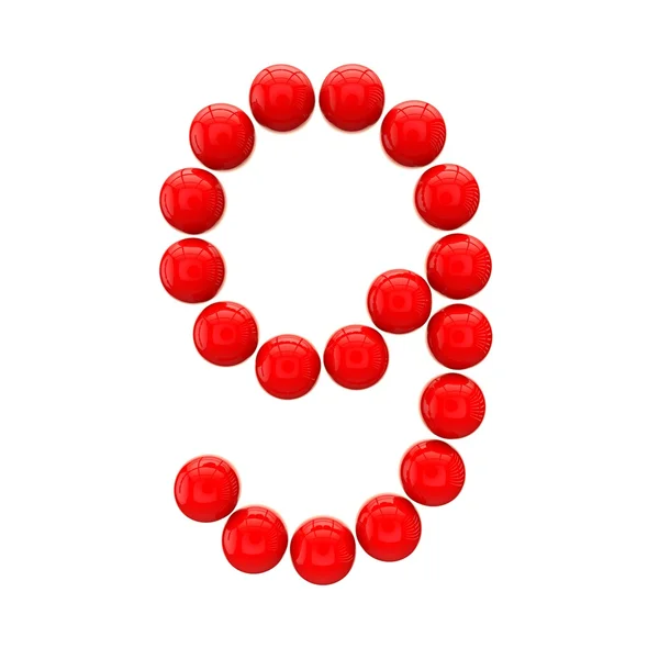 ตัวอักษร "9" จากทรงกลม — ภาพถ่ายสต็อก