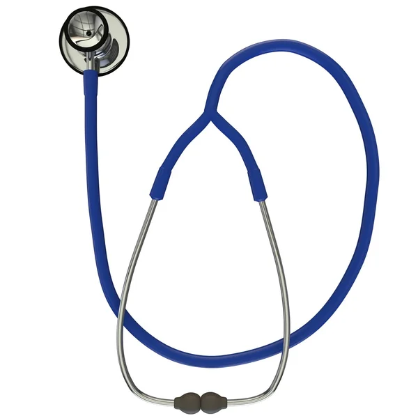 Fonendoscopio medico blu sullo sfondo bianco — Foto Stock