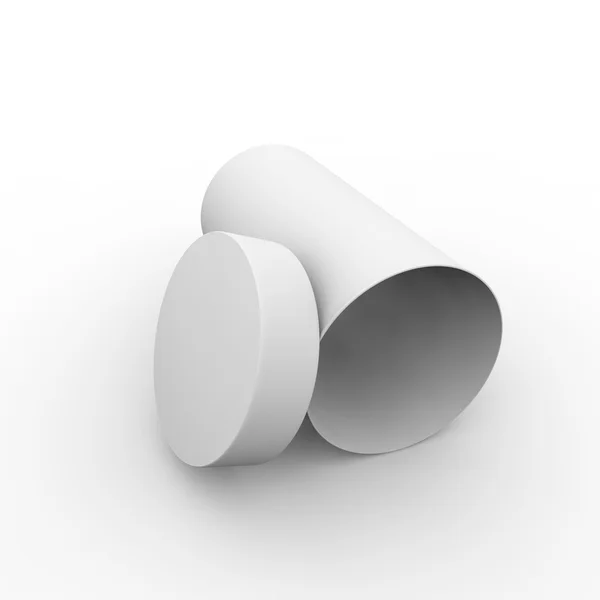 空の白い円筒形ボックス — ストック写真