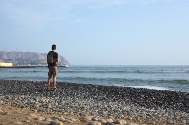 miraflores, lima, peru'nın kıyısında