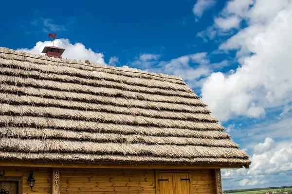 Foto van het oude huis met reed rieten dak — Stockfoto