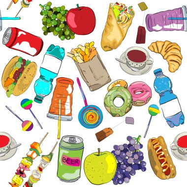 Fast food renkli desen
