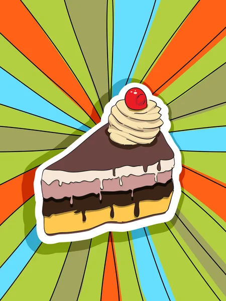 Pop art slice of cake — Stock Photo, Image