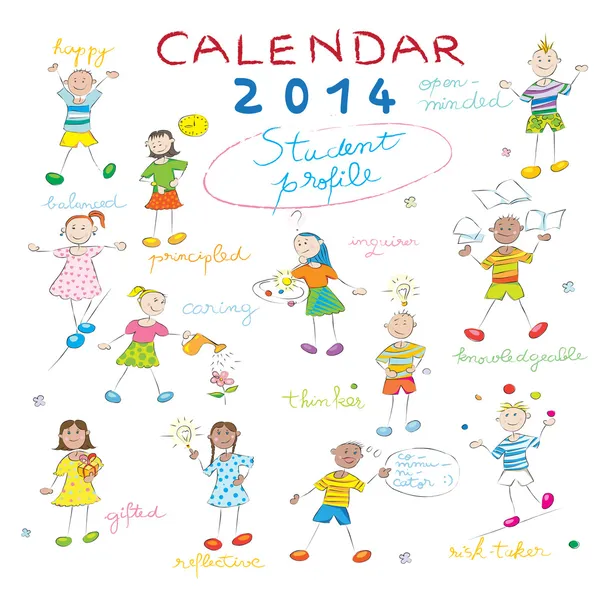 Calendar 2014 kids cover — Stock Photo, Image