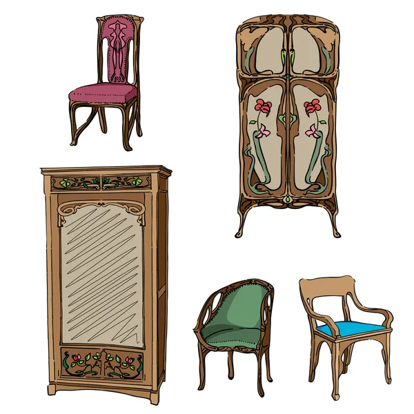 Art nouveau mobilyalar renkli — Stok fotoğraf