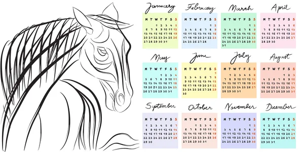 Calendario 2014 anno del cavallo — Foto Stock