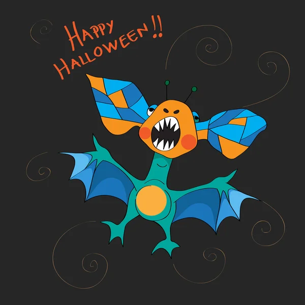 Cartão de morcego Halloween — Fotografia de Stock