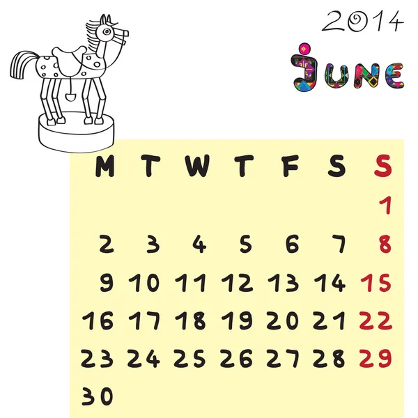 Paard kalender 2014 juni — Stockfoto