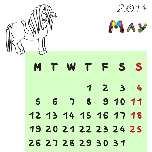 Calendario de caballos 2014 mayo —  Fotos de Stock