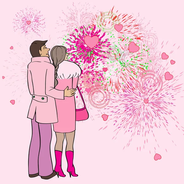 Valentijn s dag vuurwerk — Stockfoto