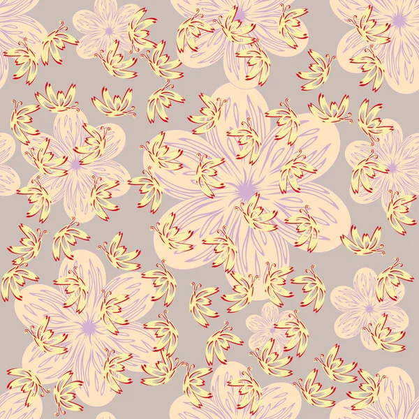 Abstraktní květinovým vzorem s motýly a květiny — Stockový vektor