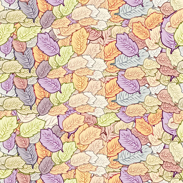 Texture transparente avec des feuilles de couleur. Illustration saisonnière — Image vectorielle