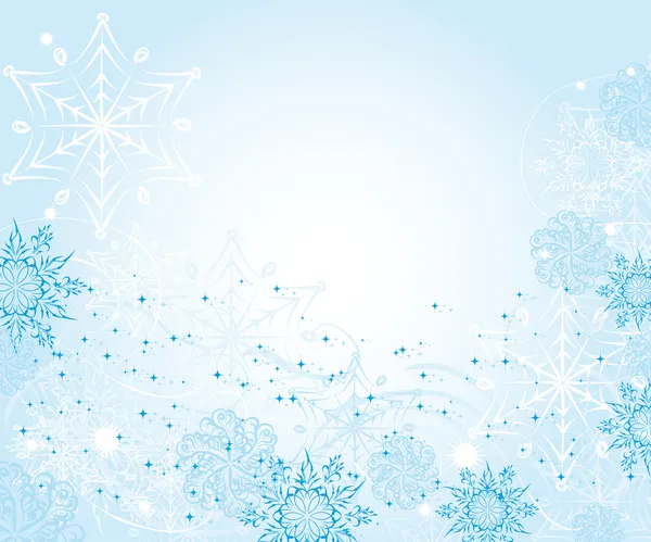 Marco de invierno suave abstracto con copos de nieve — Vector de stock