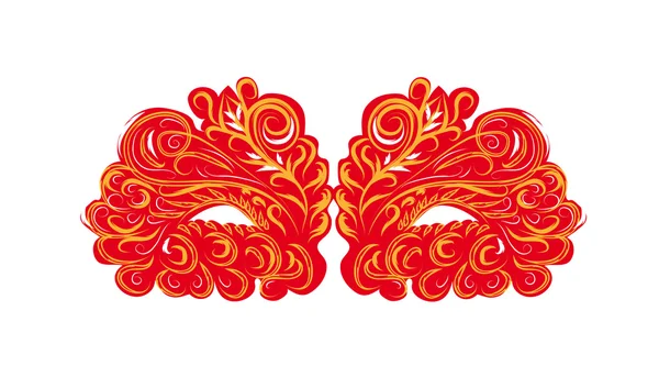 Máscaras de carnaval de vector rojo. ilustración aislada abstracta — Vector de stock