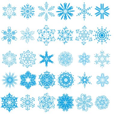 güzel kış kar taneleri topluluğu. vektör set
