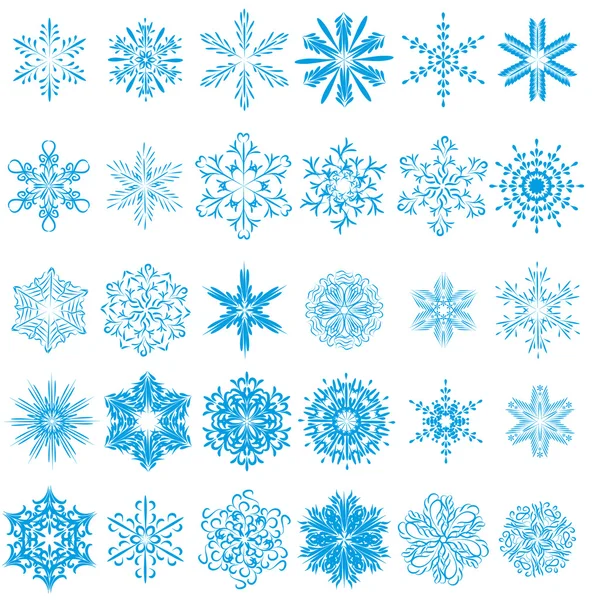 Colección de hermosos copos de nieve de invierno. vector conjunto — Archivo Imágenes Vectoriales