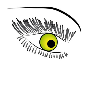 güzel yeşil kadın göz. vektör çizim