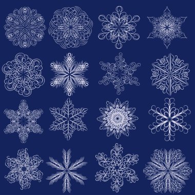 Dekoratif vektör kar taneleri kümesi - kış serisi küçük resim