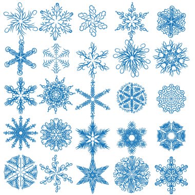 güzel kış kar taneleri topluluğu. vektör set