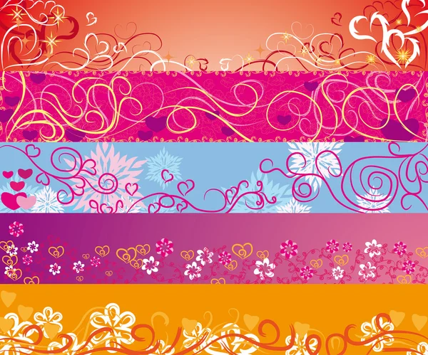 Decorative vector love backgrounds set — Stock Vector