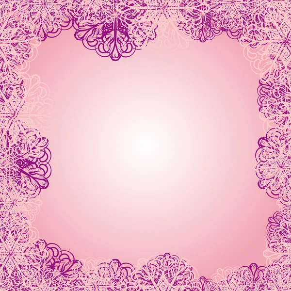 Πλαίσιο νιφάδες χιονιού σε ροζ φόντο — Διανυσματικό Αρχείο