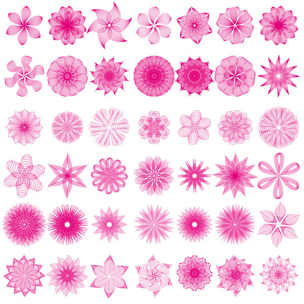 векторная коллекция с различными абстрактными цветочными элементами
