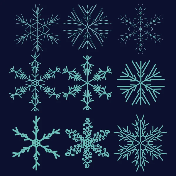 Set met winter sneeuwvlok — Stockvector