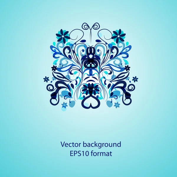 Blue background with abstract butterfly — Stock Vector