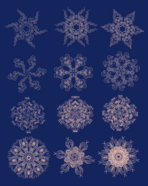 Collectie van abstracte sneeuwvlokken. voor gebruik in uw ontwerp — Stockvector