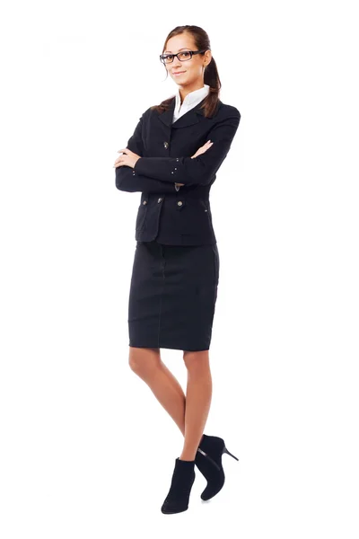 Бізнес-леді в класичному чорному номері — стокове фото
