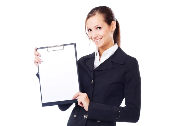 Lovely businesswoman with clipboard — Stock Photo, Image