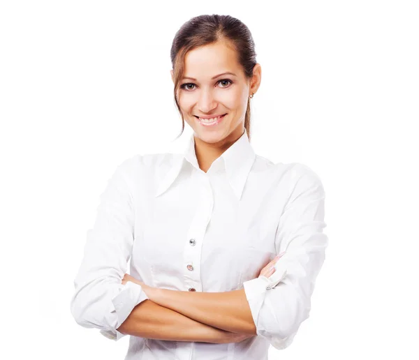 Mujer encantadora en camisa blanca — Foto de Stock