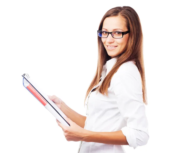 Lovely businesswoman with folders and documents — Stock Photo, Image