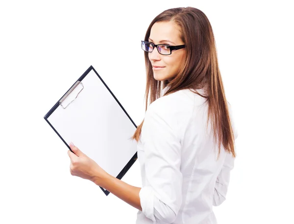 Lovely businesswoman with clipboard — Stock Photo, Image