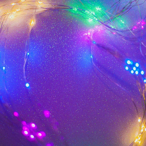 Renkli Bulanık Işıklar Parıltılarla Dolu Canlı Bir Arkaplan — Stok fotoğraf