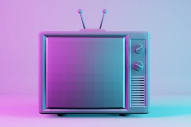 Beautiful 3D Retro Old Television on pink background, Vintage analog TV with copy space. 3d render illustration. Background pattern for design.