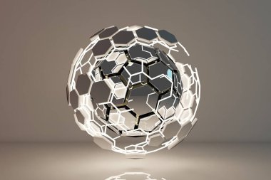 Soyut küre. Kablo çerçeveli bilim kurgu arkaplanı ve boş uzayda dünya. 3D tasvir. Tasarım için arkaplan deseni.