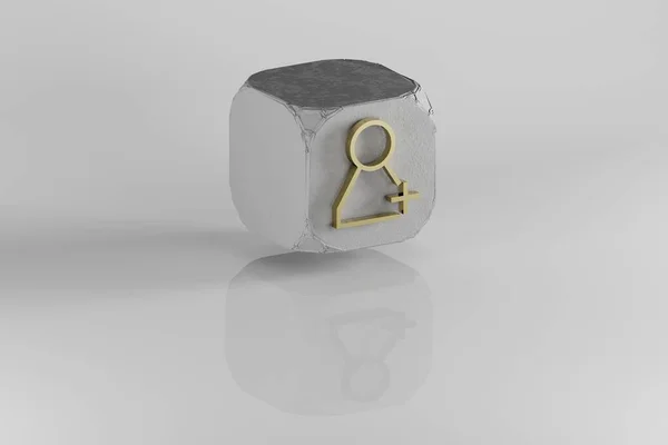 Añadir Icono Usuario Amarillo Dorado Añadir Símbolo Usuario Cubo Piedra — Foto de Stock