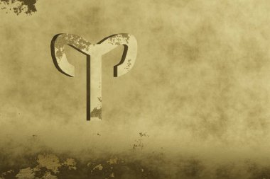 Altın zodyak, Koç burcunu altın arka planda imzaladı. 3D tasvir. Tasarım için soyut çağdaş renk kalıbı.